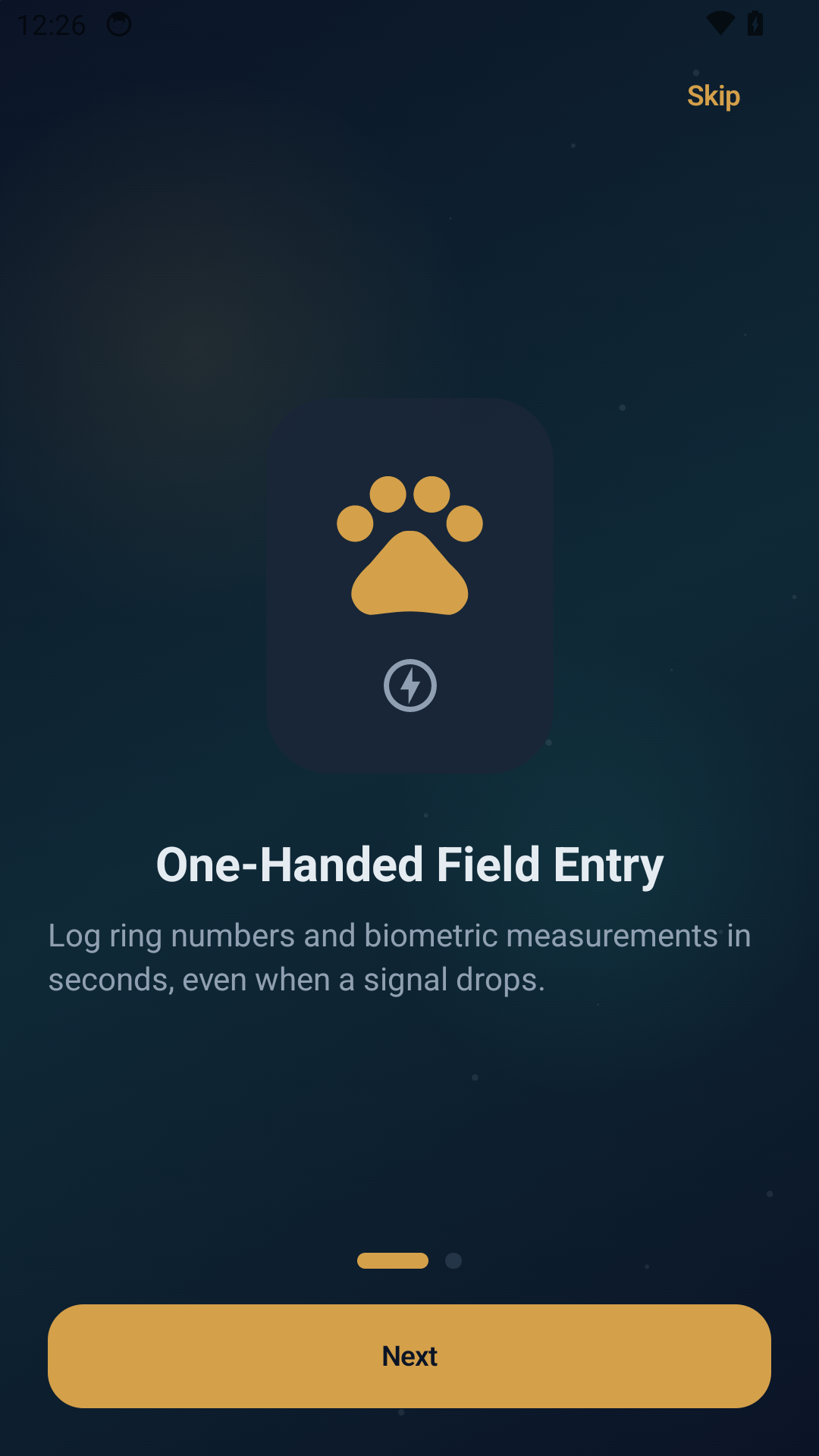 Raptor Ringer onboarding screen